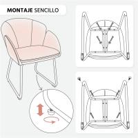 Terciopelo Sillon para Dormitorio Silla para Comedor Cocina Pata Metal Silla Sala de Estar Rosa Claro - details 27
