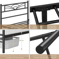 Cama Individual con Espacio Bajo Marco Metal Altura 32 cm Cama Individual con Cabecera para Colchón de 90 x 190 cm Blanco - details 66