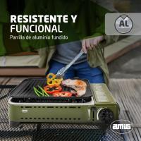 Cocina Portátil de Gas para Acampar 2X Quemadores Incluye Plancha Parrilla de Fundición de Acero Inoxidable Potencia de 2,2 Kw Muebles y Organización al Aire Libre - details 18
