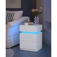 Mesita de Noche con Tira de Luz LED Multicolor Variable, 3 Cajones, Mesa Auxiliar, Estilo Moderno, 35 x 40 x 55 cm, Negro Efecto Madera LET0830B01 - details 10