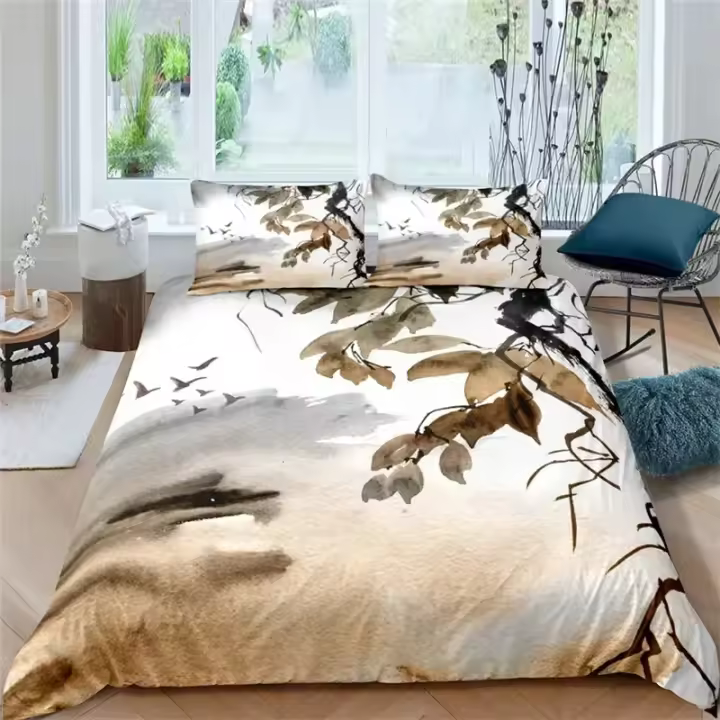 Juego de cama 3D con diseño de flor de cerezo - Funda nórdica tamaño Twin Queen King con funda de almohada para niños, niñas, adolescentes y adultos - 2/3 piezas - 1