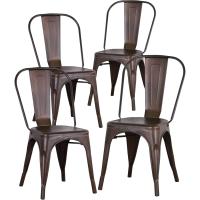 Juego de 4 Sillas de Comedor de Metal Vintage Industrial Adecuado para Uso Interior y Exterior - details 10