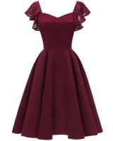 Vestido Retro para Mujer 2024 Cuello en V Sexy Encaje, Manga Corta con Volantes, Cintura Ajustada, Estilo de Fiesta de Swing - details 1