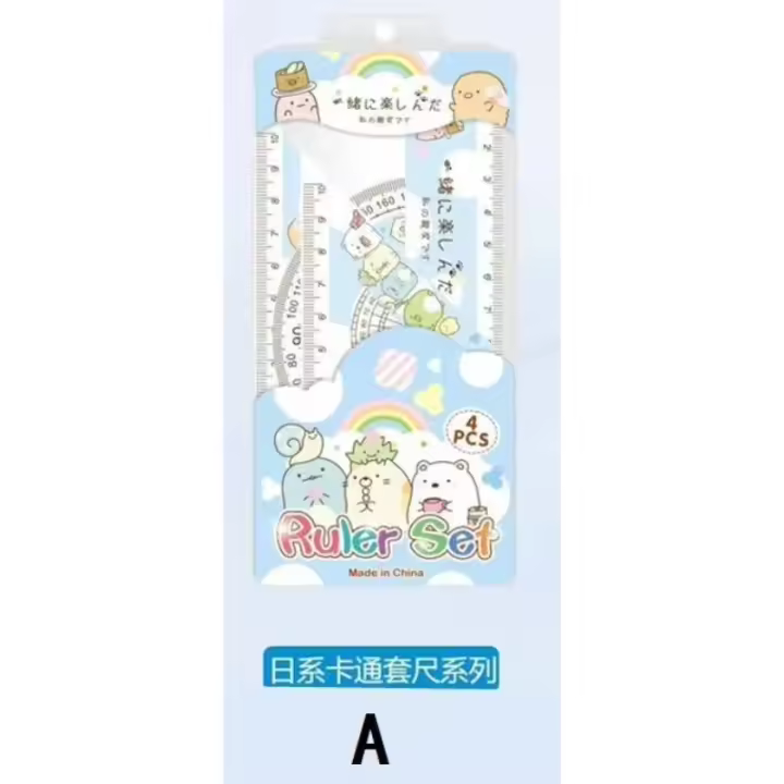 4 unids/set lindo unicornio animal regla recta transportador estudiantes matemáticas geometría reglas triangulares de plástico conjunto niños papelería regalo - 1
