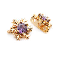 10 Uds. De latón y circonita de Color dorado de 18K, 3 agujeros, pulseras con conexión de flores, collares, cuentas espaciadoras, fabricación de joyas Diy de alta calidad - details 27