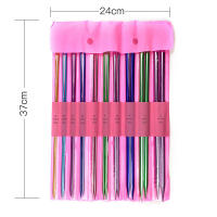Agujas de Punto de Aluminio Largas para Tejer DIY Herramienta de Encuadernación de Suéteres y Bufandas Juego de 10 Pares de 35cm/25cm - details 2