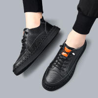 Primera capa de cuero de vaca zapatos de los hombres zapatos de cuero 2025 de los hombres de cuero genuino hechos a mano zapatos casuales de un pedal de cuero suave suela suave zapatos Doudou. - details 47