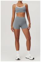 Conjunto de Yoga sin Mangas Estilo Gimnasio para Mujeres Conjunto Deportivo de Primavera/Verano con Levantamiento de Cintura y Cadera Bra+Shorts - details 6