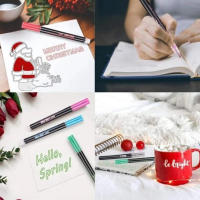 8pcs/12pcs Magic Highlighter Marker Pens Metallic Self Outline Sparkling Glitter Markers Pen for Card Making Scrapbook - details 5