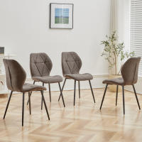 EGOONM-Sillas de comedor tapizadas de tela de lino acolchadas, patas de Metal para balcón, restaurante y comedor, 4 unidades - details 3