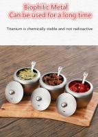 Villa de titanio para acampar, tarro de 220ml, botella de sal, azúcar, pimienta, condimento en polvo, cuchara, recipiente de cocina para picnic al aire libre - details 8