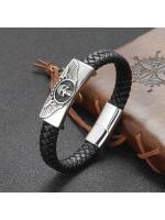 Pulsera De Acero Inoxidable Para Hombres Con Cordón De Cuero Tejido a Mano Joyería Masculina Regalos Estilo Europeo Y Americano - details 6
