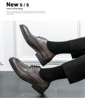 Vestido de negocios para hombres, zapatos de cuero versátiles de moda con cordones casuales bajos negros - details 8