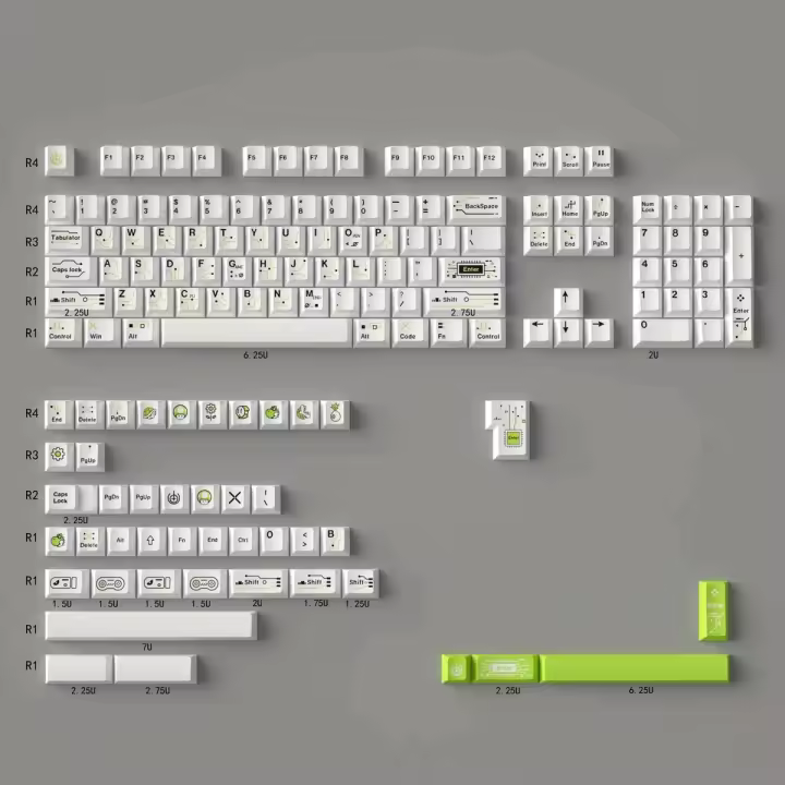 Teclado gigante NICAL con teclas personalizadas de sublimación 148 PBT verdes y blancas, altura original de fábrica - 1