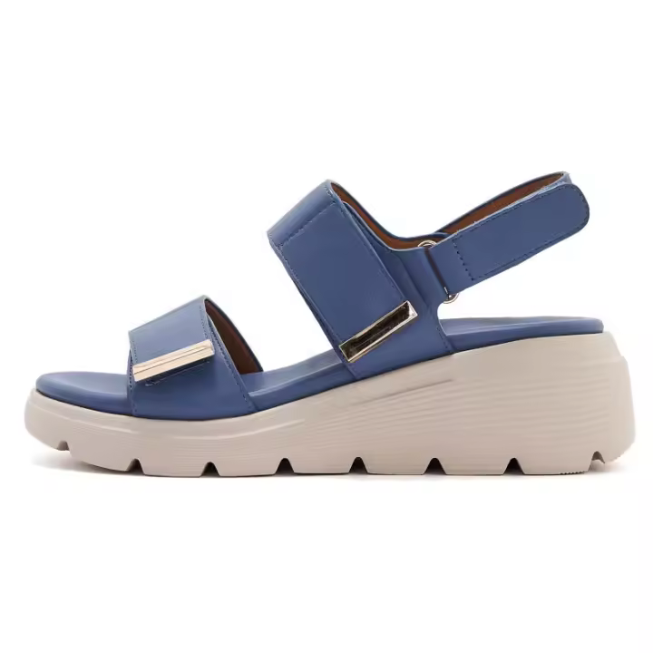Sandalias de mujer con velcro de metal de verano, informales con tacón de cuña, zapatillas ligeras de gran tamaño - 1