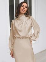 Primavera Verano nuevo vestido de manga larga de satén de gama alta vestido de noche elegante para mujer ropa de fiesta vestidos de celebridades - details 3