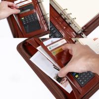 Carpeta de archivos portátil de cuero PU, carpeta de 6 anillas, tarjetero con calculadora, almacenamiento de documentos para cuaderno de hojas sueltas - details 8