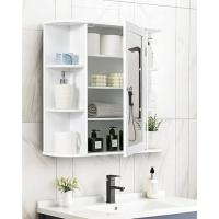 Armario Alto de Baño, 56 x 30 x 190 cm, Mueble de Almacenamiento con 4 Puertas y 2 Compartimentos Abiertos, con Kit Antivuelco, Organizador con 6 Estantes para Baño, Cocina (Roble Blanco) - details 4