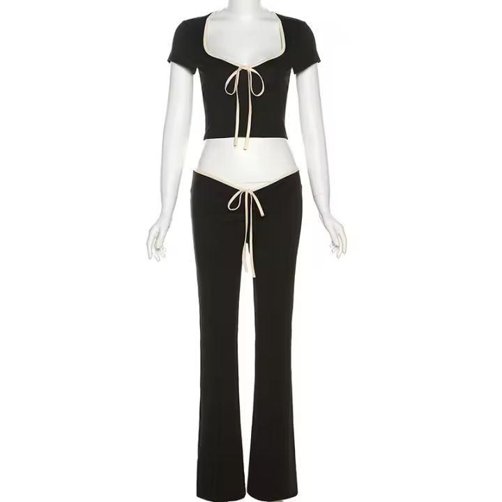 Nuevo traje de verano para mujeres camiseta de manga corta conjunto de adelgazamiento - 1