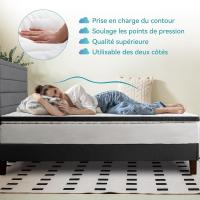 Colchón de Espuma viscoelástica Topper con memoria con Funda extraíble y lavable, 160 x 200 cm, 7 cm, Blanco - details 1