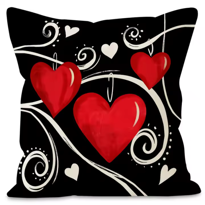 Nueva funda de almohada de amor rojo para el Día de San Valentín, funda de almohada decorativa festiva para el hogar, funda de cojín estampada con línea - 1