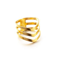 Anillos abiertos coreanos de onda Simple para mujer, sortija informal geométrica de Color dorado de acero inoxidable, regalo de joyería minimalista 2022 - details 6