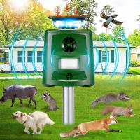 Repelente de animales por ultrasonidos Solar para exteriores, repelente de animales por ultrasonidos Sensor de sonido de 360° con luces resistente al agua para hilo de jardín - details 2
