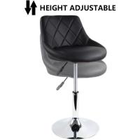 Taburete de Bar de Cuero PU Elevable y Ajustable Estilo de Peluquería Alto Negro - details 4
