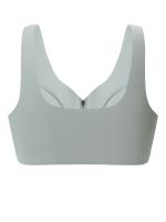 2 piezas Sujetadores Sin Costuras y Cómodos Push-Up para Mujeres - Cierre Frontal con Cremallera, Almohadillas Extraíbles, Mezcla de Nylon y Spandex, Estilo Deportivo, No Transparente - Azul Claro y Beige - details 22
