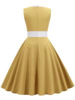 Women robe vintage print big swing 50s 60s retro party dress - details 6
