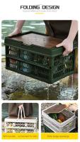 Cubierta plegable para mesa de árbol, cesta de camping de plástico plegable portátil con mango de tapa de madera, utilizada para almacenamiento de actividades al aire libre - details 4