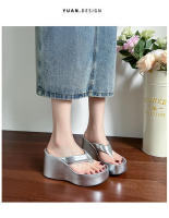 Chanclas de suela gruesa que aumentan la altura en verano, zapatillas con forma de magdalena y sandalias con tacón de cuña para mujer - details 14
