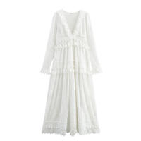 Vestido Largo de Encaje OUWU Estilo Playero con Volantes Escalonados para Mujer - details 1