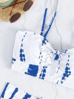 Conjunto de bikini con lazo teñido Traje de baño de cintura alta Traje de baño de Dacron - details 16