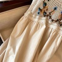 Jyccr Bohemian ral bordado corto sin mangas para mujer verano dulce crochet correa de espagueti vestido de vacaciones - details 23