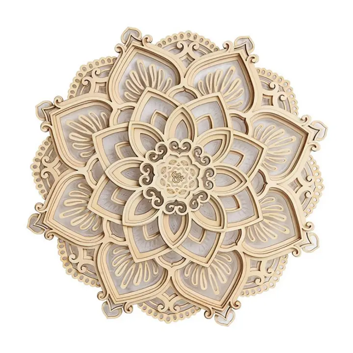 Luz LED de noche moderna para decoración de pared, Mandala de madera elegante con puertos USB, paneles de MDF colgantes, lámpara de decoración - 1