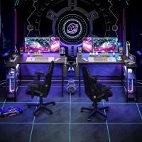 Mesa en Forma L de 100x70 cm, Estantes de Almacenamiento, Esquina Reversible, Escritorio Gaming Mesa Gamer Desk - details 1