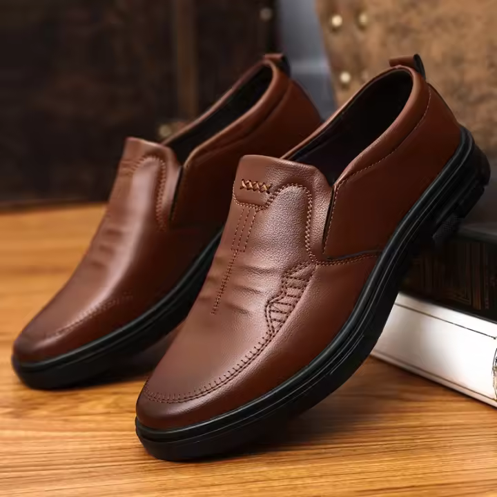 Mocasines deportivos para hombre, Zapatos antideslizantes de cuero negro, zapatillas de conducción, Zapatos formales para hombre - 1