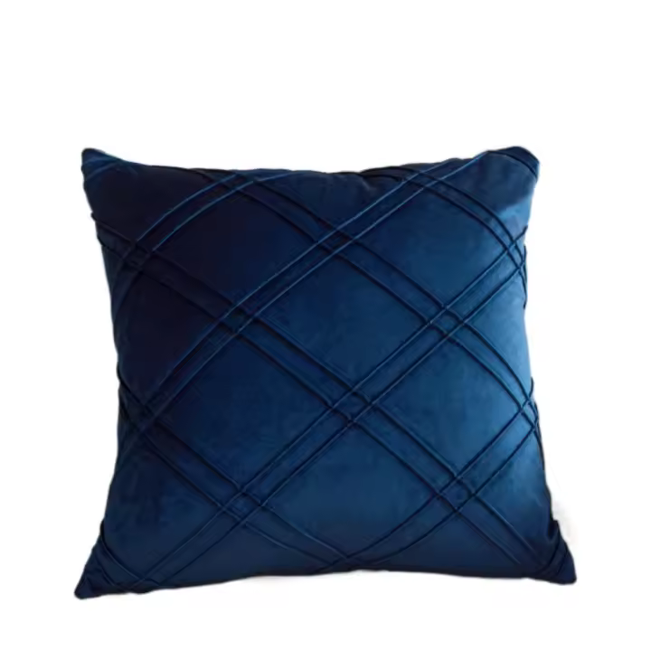 Funda de almohada de rejilla de doble línea de 45x45cm, funda de cojín de terciopelo de estilo nórdico de lujo, funda de almohada Rectangular suave para sofá y dormitorio - 1