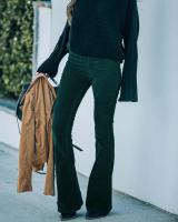 Pantalones acampanados elegantes de cintura alta para mujer, pantalones casuales con cintura elástica, color sólido, 2024 - details 20