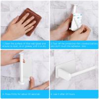 Soporte de papel higiénico autoadhesivo para cocina, portarrollos adhesivo sin perforación para baño, palo en la pared, acero inoxidable cepillado (blanco) - details 2