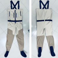 Vadeadores de pesca con cremallera y pecho resistente, transpirables, con sellado de costuras, cinturón ajustable, calcetines de neopreno de 4 mm, pantalones de vadeo de caza con cremallera frontal impermeables para hombres - details 6