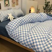 Seta de Cama Nórdica Azul a Cuadros 220x240 Funda de Edredón 3/4 Piezas Juego de Ropa de Cama con Diseño a Cuadros Tamaño 200x230 - details 12