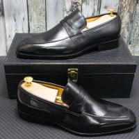 Zapatos clásicos de vestir de negocios de piel de vaca italiana y zapatos sin cordones - details 0