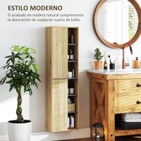 Columna Pared Compartimentos Abiertos y 2 Puertas Morno 40x24x141,5 cm Natural - details 5