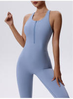 Mono de Yoga con cremallera para mujer, chaleco sin mangas y pantalones ajustados para Fitness y entrenamiento - details 5