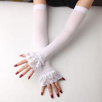 Guantes de Conducción de Manga Larga de Encaje de Seda de Hielo Protección de Brazo Deportiva y al Sol para Mujeres Par de Manos - details 4