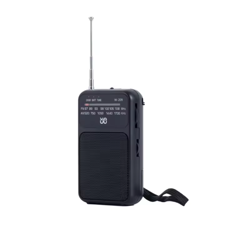 Radio Fuente de alimentación dual FM / AM Radio con puntero con linterna Bolsillo Hebilla trasera portátil Fuente grande W-209 - 1