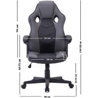 Silla de Ordenador Oficina |   Ergonómica para Gamers Especial Videojuegos |   Piel Sintética Acolchada |   Altura e Inclinación Ajustables |   Color Negro y Azul - details 9