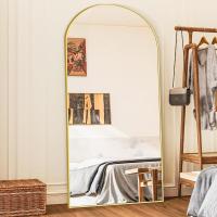 Cuerpo Entero Curvado, Espejos Grandes de Pared con Marco de Aluminio 161 x 52 cm, Espejo de Pie Inclinado o Colgante para Salón, Dormitorio, Entrada, Negro - details 15